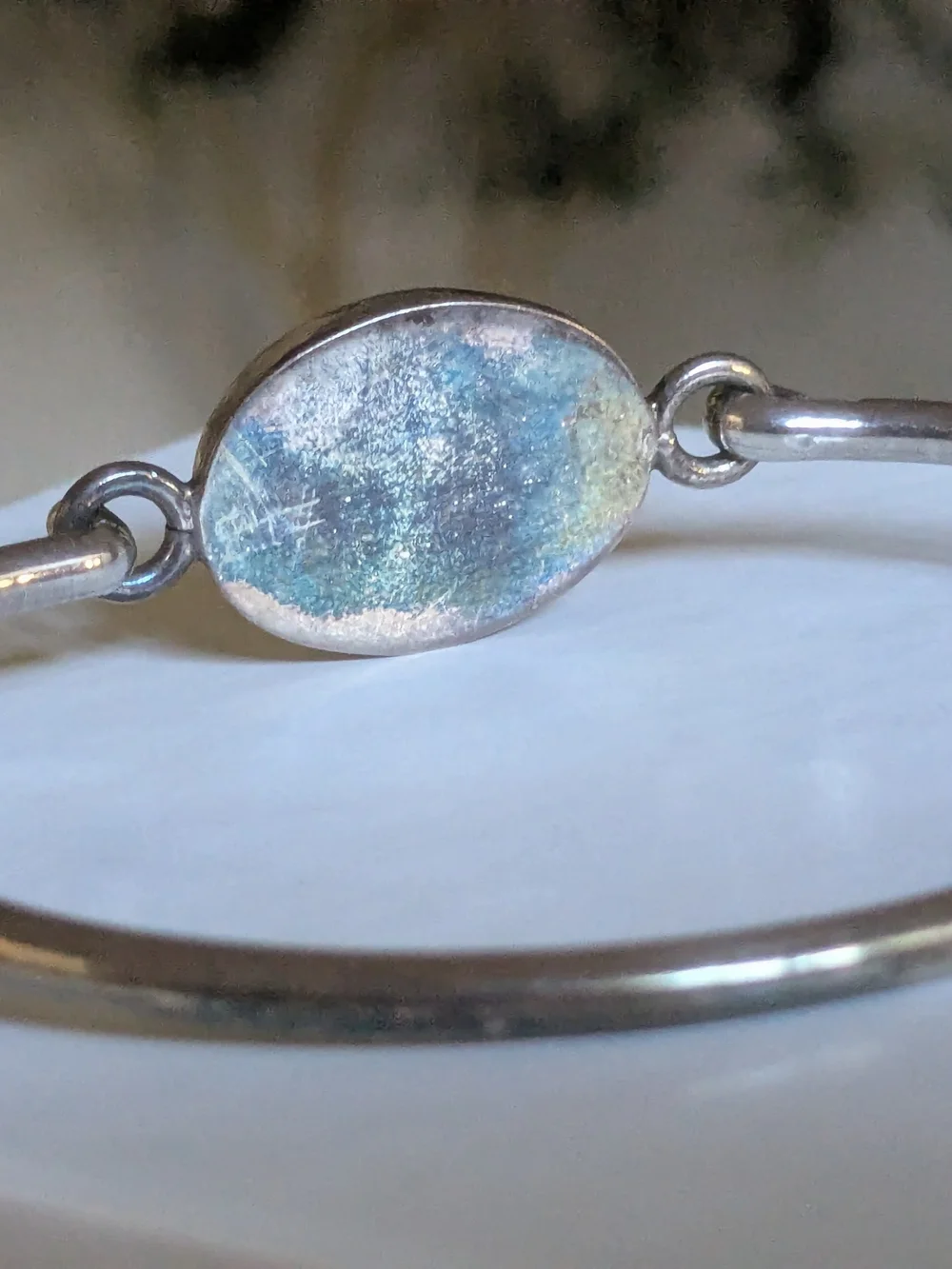 Alpha Gamma Delta Sterling Silver Engraved Oval Bangle - 925 Silver